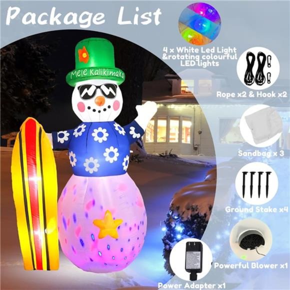 Snowman Inflatable Christmas 8ft Frosty Blow Up Snowman Inflatables Outdoor - Picture 5 of 6